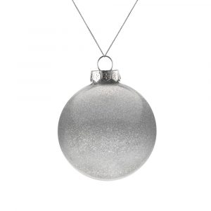 Елочный шар Finery Shine, 8 см, глянцевый серебристый с глиттером